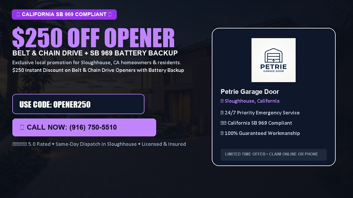 $250 OFF Smart Garage Door Opener Installation (Belt & Chain Drive with California SB 969 Battery Backup) in Sloughhouse, CA